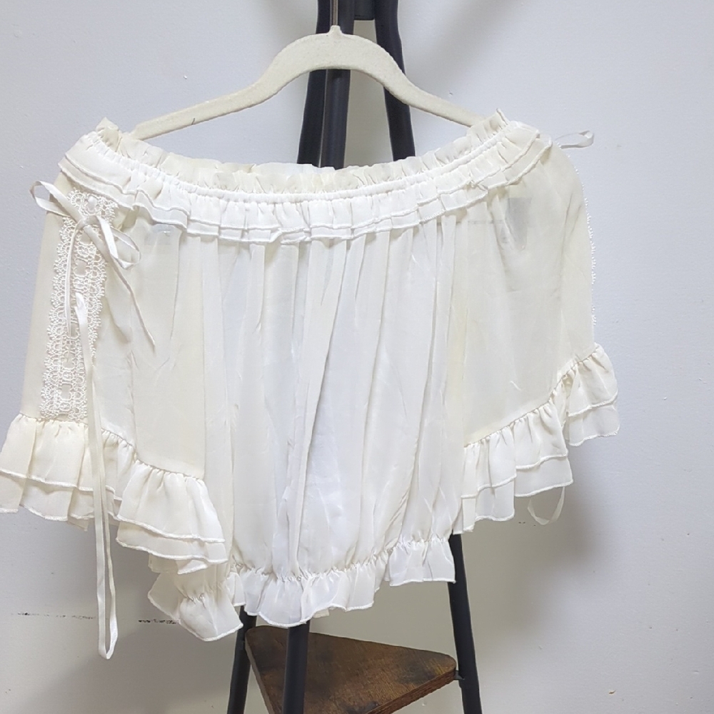Ruffled Off-Shoulder Cream Blouse